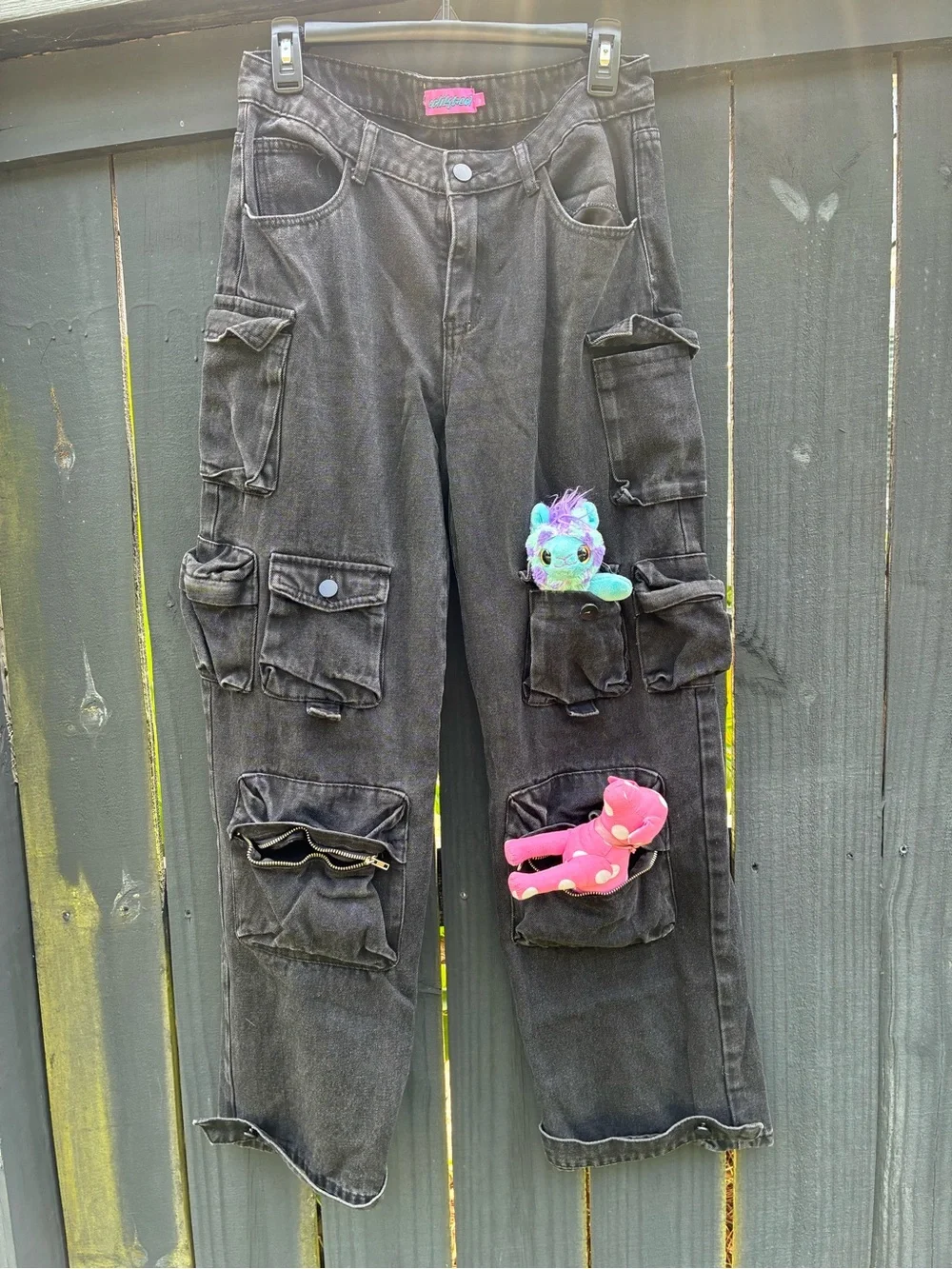 Unisex Black Cargo Pocket Pants